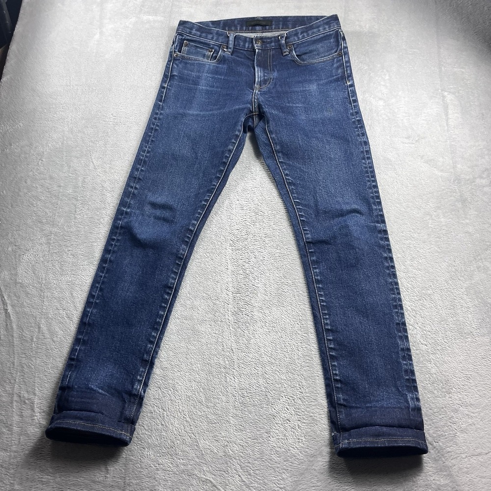 Uniqlo Mens Slim Straight Middle Rise Selvedge Blue Denim Jeans Size 30x30*‎